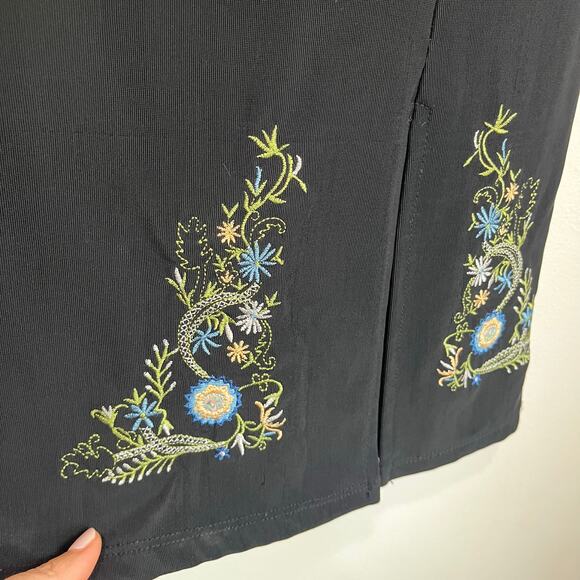 5.7.9 Y2K Black Strapless Embroidered Midi Dress Size Small - Picture 6 of 6
